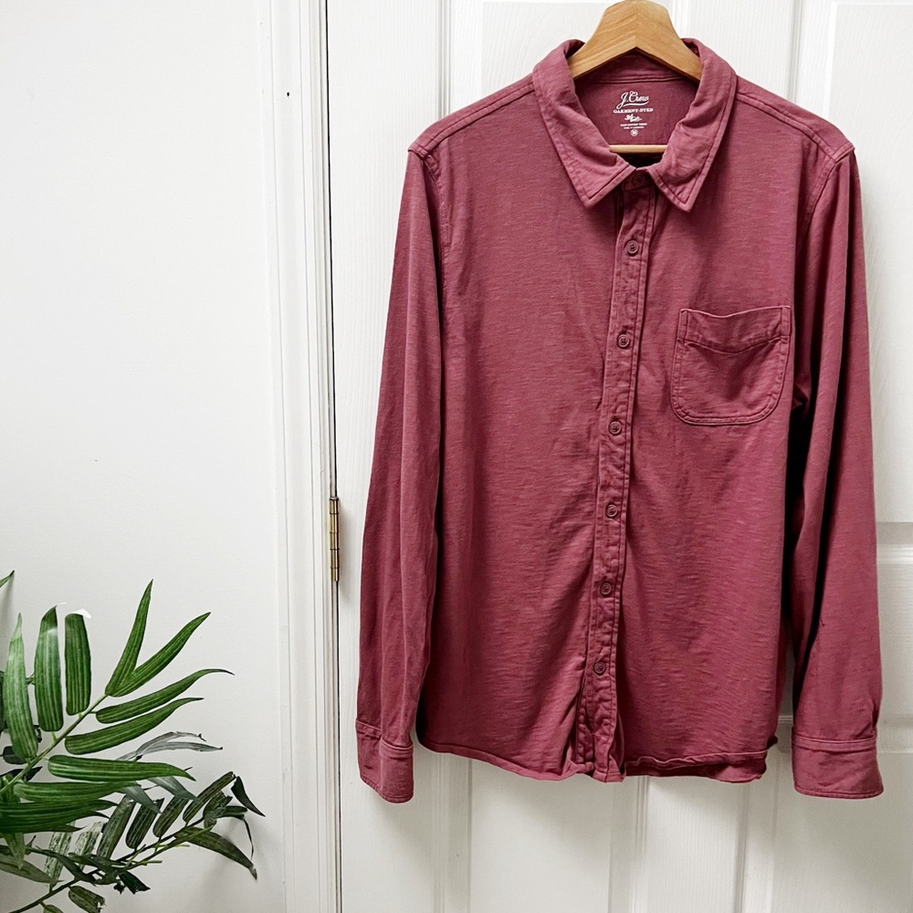 J. Crew Garment Dyed Harbor Shirt in Dark Red